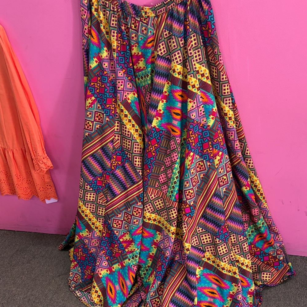Boho Maxi Skirt in Multicolor Aztec Print